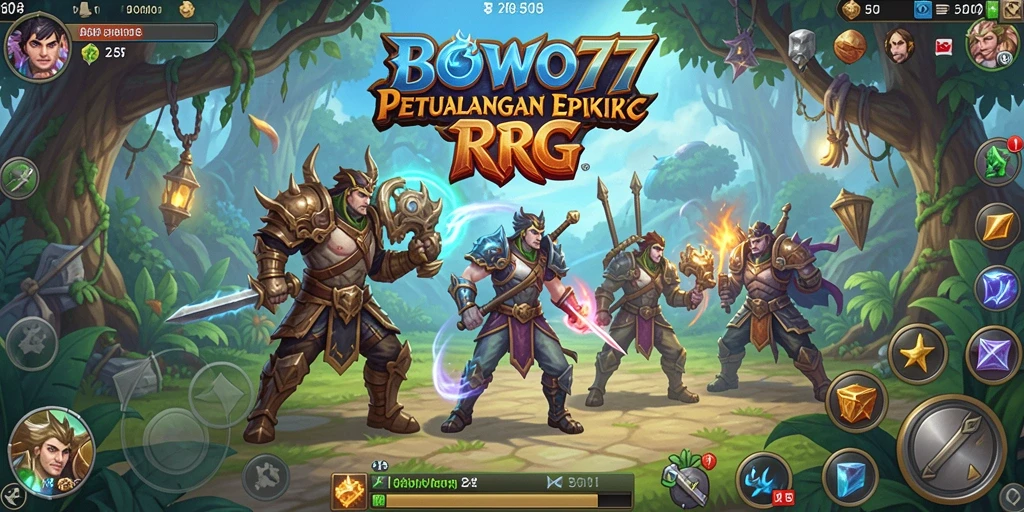 Screenshot gameplay BOWO77 menampilkan aksi seru dalam pertempuran RPG.