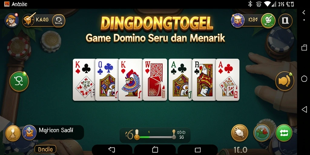 Screenshot gameplay DINGDONGTOGEL dengan tampilan kartu Domino.