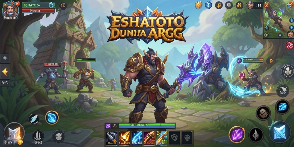 Tampilan mendebarkan dari gameplay ARPG ESHATOTO yang penuh aksi.