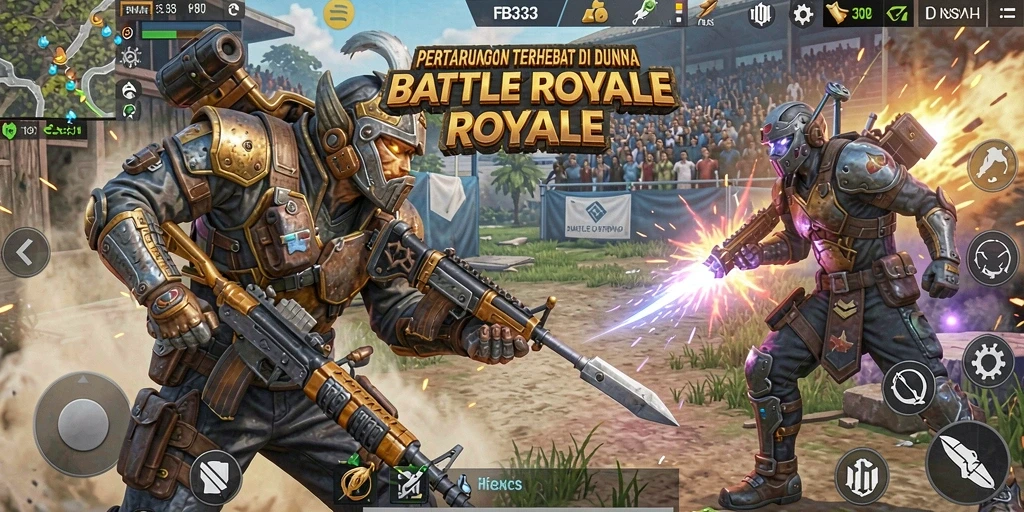 Screenshot utama FB333 menampilkan serunya pertarungan Battle Royale.