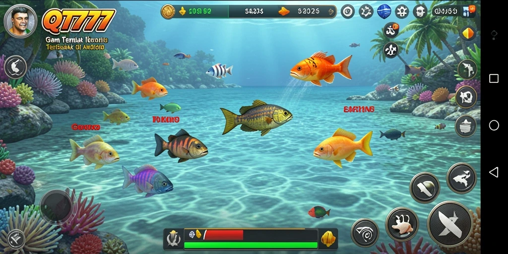 Screenshot gameplay QT777 menampilkan momen menembak ikan yang seru.