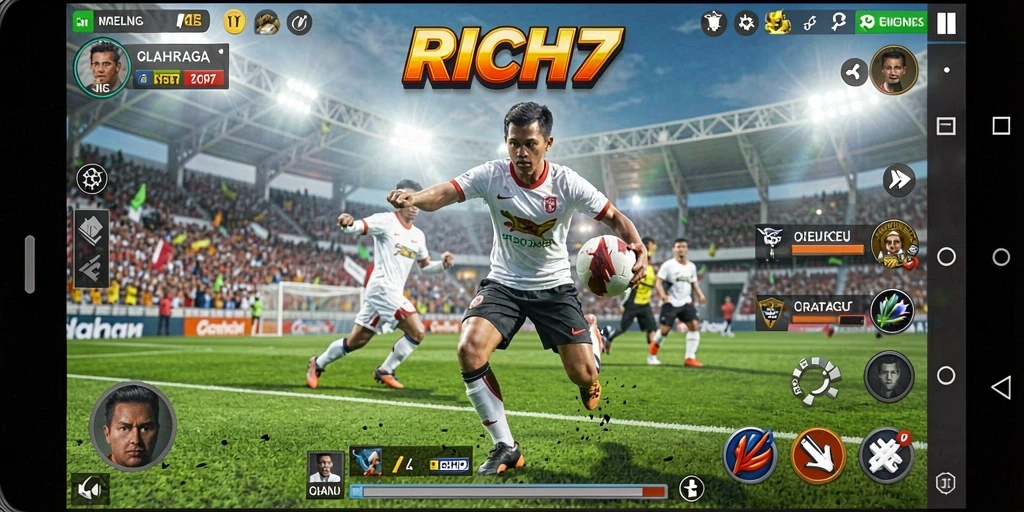 Screenshot RICH7 menampilkan aksi gameplay olahraga yang dinamis.