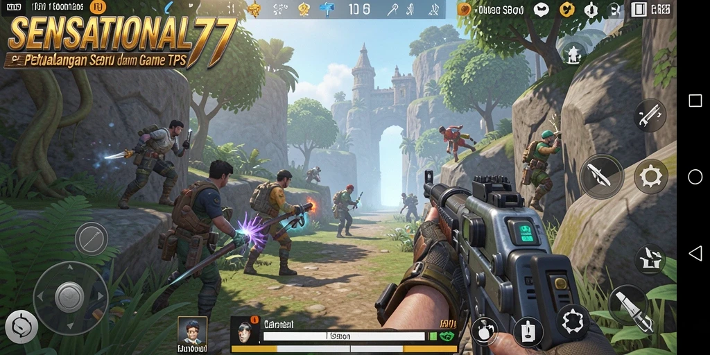 Tampilan gameplay seru SENSATIONAL77 dalam aksi tempur TPS.