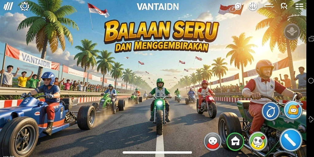Tangkapan layar dari balapan action-packed VANTAIDN.