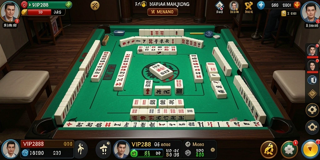 Screenshot VIP288 menunjukkan aksi mendebarkan dalam permainan Mahjong.